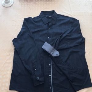 Black And Grey Tasso Elba Button Down Dress Shirt